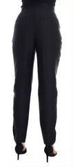 Dolce & Gabbana Black Floral Brocade High Waist Pants