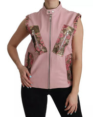 Dolce & Gabbana Pink Leather Sleeveless Vest Jacket Blouse