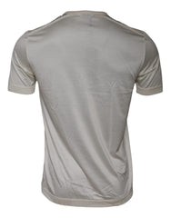 Dolce & Gabbana Off White Silk Crew Neck Short Sleeve T-shirt