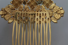 Dolce & Gabbana Gold Brass Clear Crystal Hair Stick Accessory Comb
