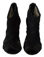 Dolce & Gabbana Black Tulle Ankle Boots Stiletto Heels Shoes