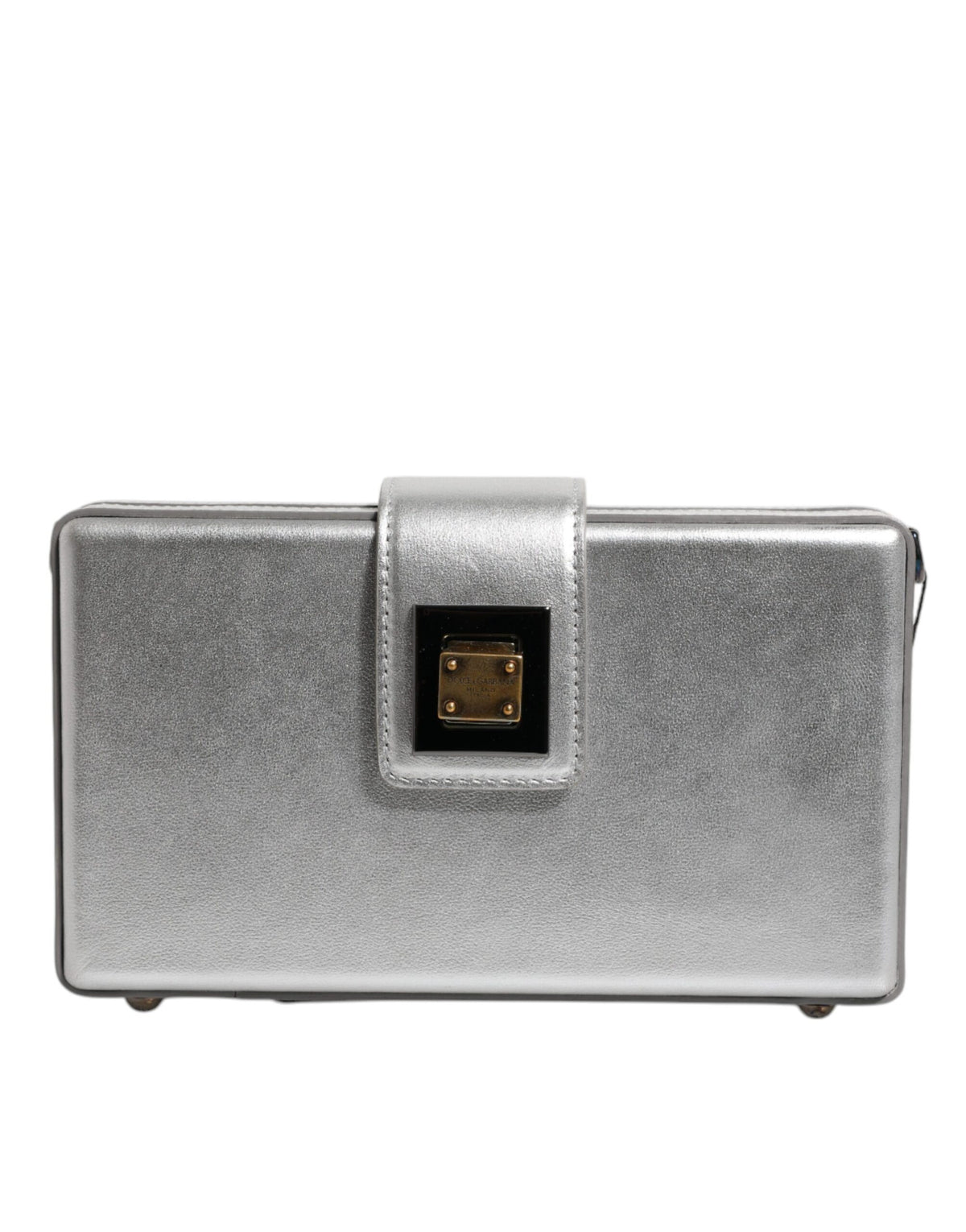 Dolce & Gabbana Metallic Silver DG BOX Leather Shoulder Strap Bag