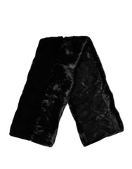 Dolce & Gabbana Black Fur Shawl Neck Wrap Cover Collar Scarf