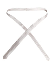 Dolce & Gabbana White Solid Silk Adjustable Necktie Tie