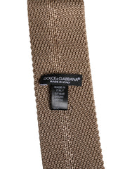 Dolce & Gabbana Brown Silk Adjustable Necktie Tie