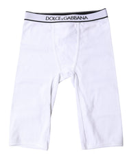 Dolce & Gabbana White Logo Cotton Cropped Tights Underwear