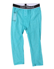 Dolce & Gabbana Light Blue DG Logo Nylon Cropped Tights Underwear