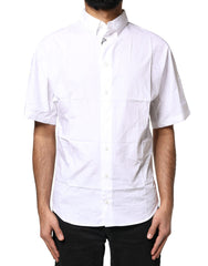 Dolce & Gabbana White Cotton Button Down Casual Men Polo Shirt