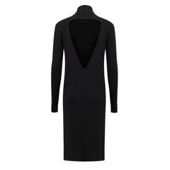 Bottega Veneta Black Wool Long Dress