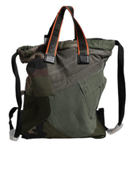 Dolce & Gabbana Military Green Patchwork Rucksack Backpack Bag