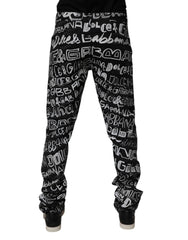 Dolce & Gabbana Black Cotton Logo Print Straight Denim Jeans