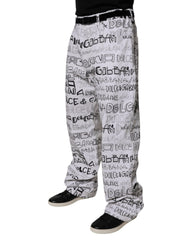 Dolce & Gabbana White Logo Print Straight Men Denim Jeans