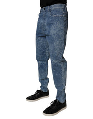 Dolce & Gabbana Blue Tie Dye Cotton Skinny Men Denim Jeans