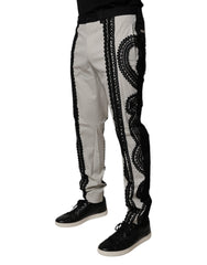 Dolce & Gabbana White Lace Trim Mid Waist Dress Formal Pants