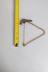 Dolce & Gabbana Black Gold Brass Copper Revolver Brooch Lapel Pin