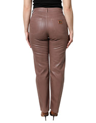 Dolce & Gabbana Brown Cotton High Waist Tapered Denim Jeans