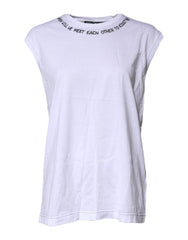 Dolce & Gabbana White Cotton Sleeveless Printed Tank T-shirt