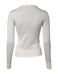 Dolce & Gabbana Cream Floral Silk Embellished Cardigan Sweater