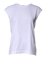Dolce & Gabbana White Cotton Sleeveless Round Neck Tank Top