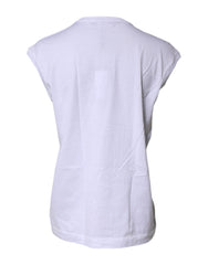 Dolce & Gabbana White Cotton Sleeveless Round Neck Tank Top