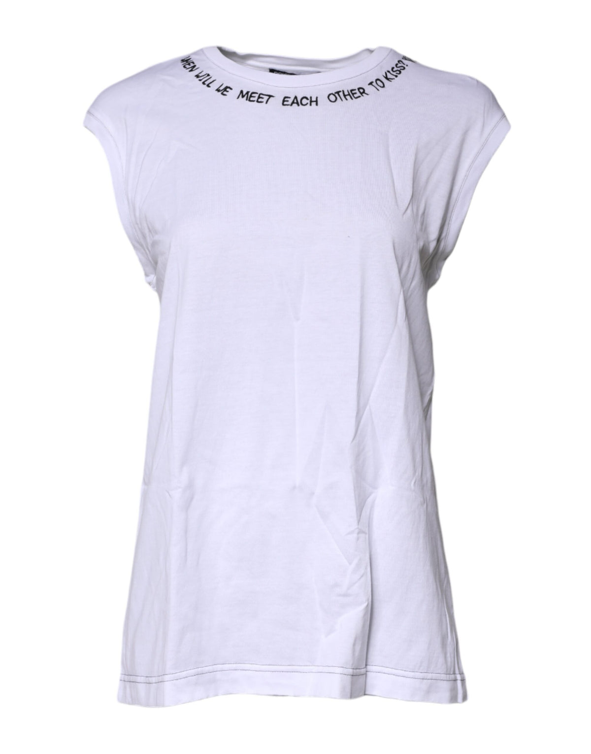 Dolce & Gabbana White Cotton Sleeveless Printed Tank T-shirt