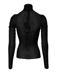 Dolce & Gabbana Black Knit Long Sleeves Turtleneck Slim Top