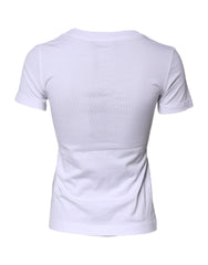 Dolce & Gabbana White Floral Print Cotton Crew Neck T-shirt