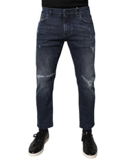 Dolce & Gabbana Blue Cotton Stretch Skinny Men Denim Jeans