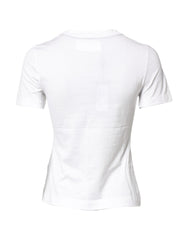 Dolce & Gabbana White Cotton Graphic Print Crew Neck T-shirt