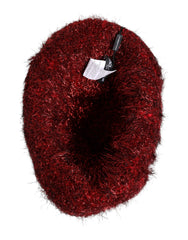 Dolce & Gabbana Red Viscose Tinsel Wide Brim Bucket Hat