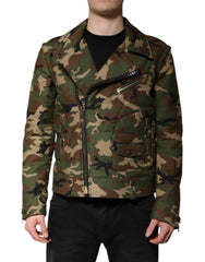 Dolce & Gabbana Multicolor Camouflage Nylon Biker Jacket