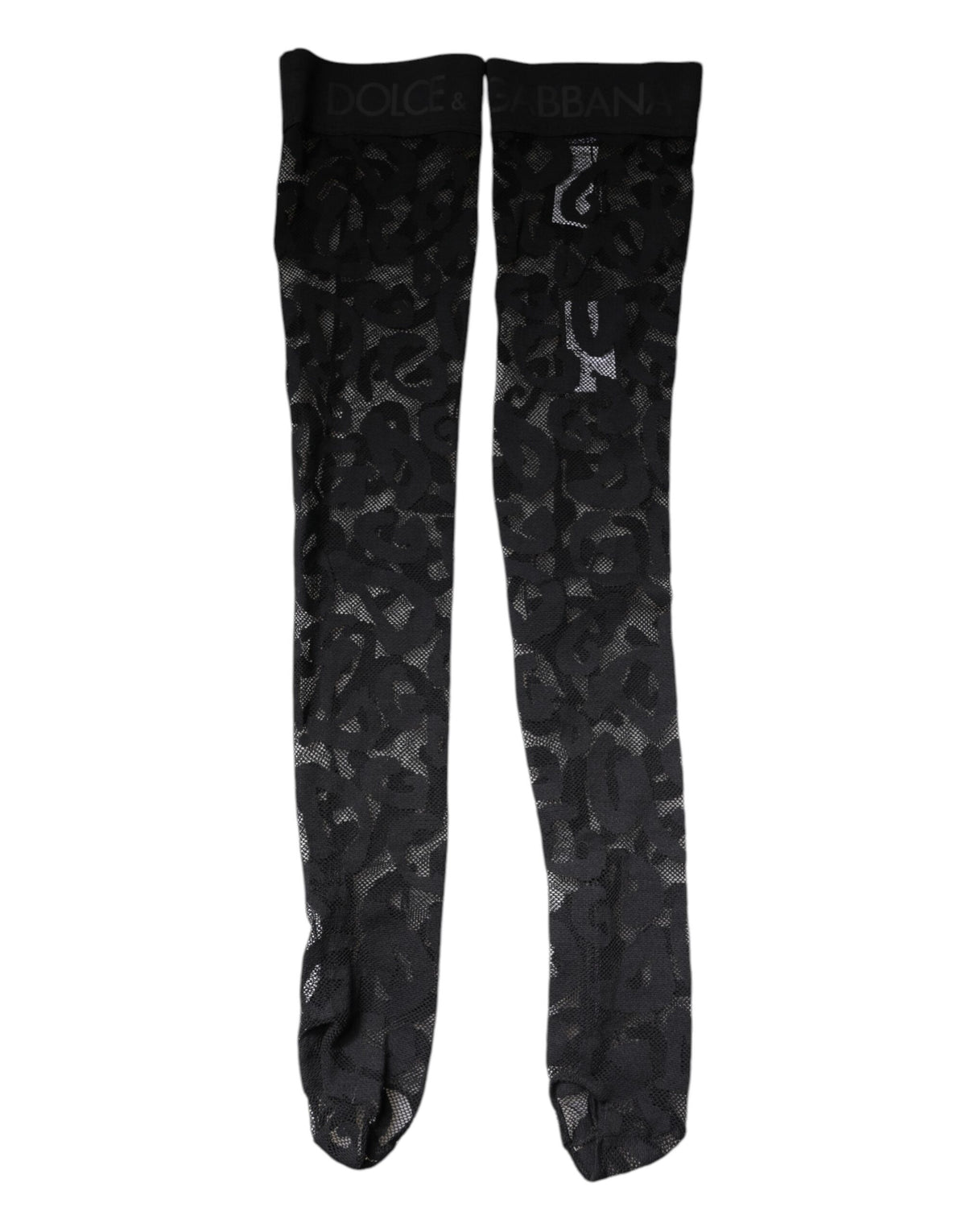 Dolce & Gabbana Black Floral Lace Cotton Stretch Stockings Socks