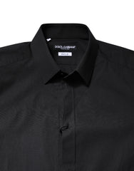 Dolce & Gabbana Black GOLD Cotton Dress Formal Shirt