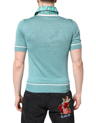 Dolce & Gabbana Green Printed Collared Short Sleeve T-shirt