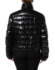 Dolce & Gabbana Black Logo Plaque Full Zip Puffer Jacket