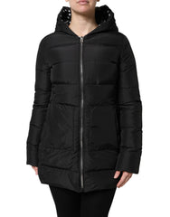 Dolce & Gabbana Black Puffer Hooded Zip Reversible Jacket