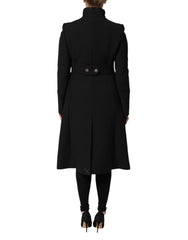 Dolce & Gabbana Black Wool Single Breasted Trench Coat Jacket