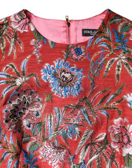 Dolce & Gabbana Red Floral Jacquard A-line Mini Dress