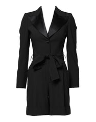 Dolce & Gabbana Black Wool Jumpsuit Dress Women Coat Jacket