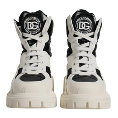 Dolce & Gabbana White Padded Mid Calf Lace Up Boots Shoes