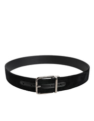 Dolce & Gabbana Black Cotton Silver Metal Buckle Belt