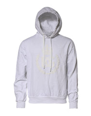 Dolce & Gabbana White Embossed Logo Hooded Sweatshirt Sweater