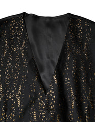 Dolce & Gabbana Black Lurex Dress Formal Men Waistcoat Vest
