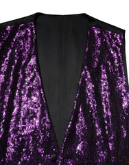Dolce & Gabbana Purple Sequined Dress Formal Waistcoat Vest