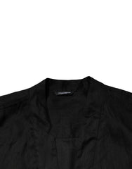 Dolce & Gabbana Black Linen Long Sleeves Men Casual Shirt