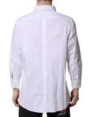 Dolce & Gabbana White GOLD Long Sleeve Dress Men Formal Shirt