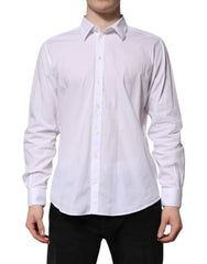 Dolce & Gabbana White Cotton STAFF Long Sleeves Formal Shirt