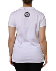 Dolce & Gabbana White Cotton Short Sleeve V-Neck Top T-shirt