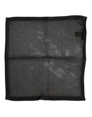 Dolce & Gabbana Black Patterned Cotton Square Foulard Scarf