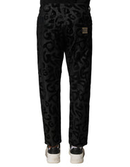 Dolce & Gabbana Gray Cotton DG Logo Straight Men Denim Jeans